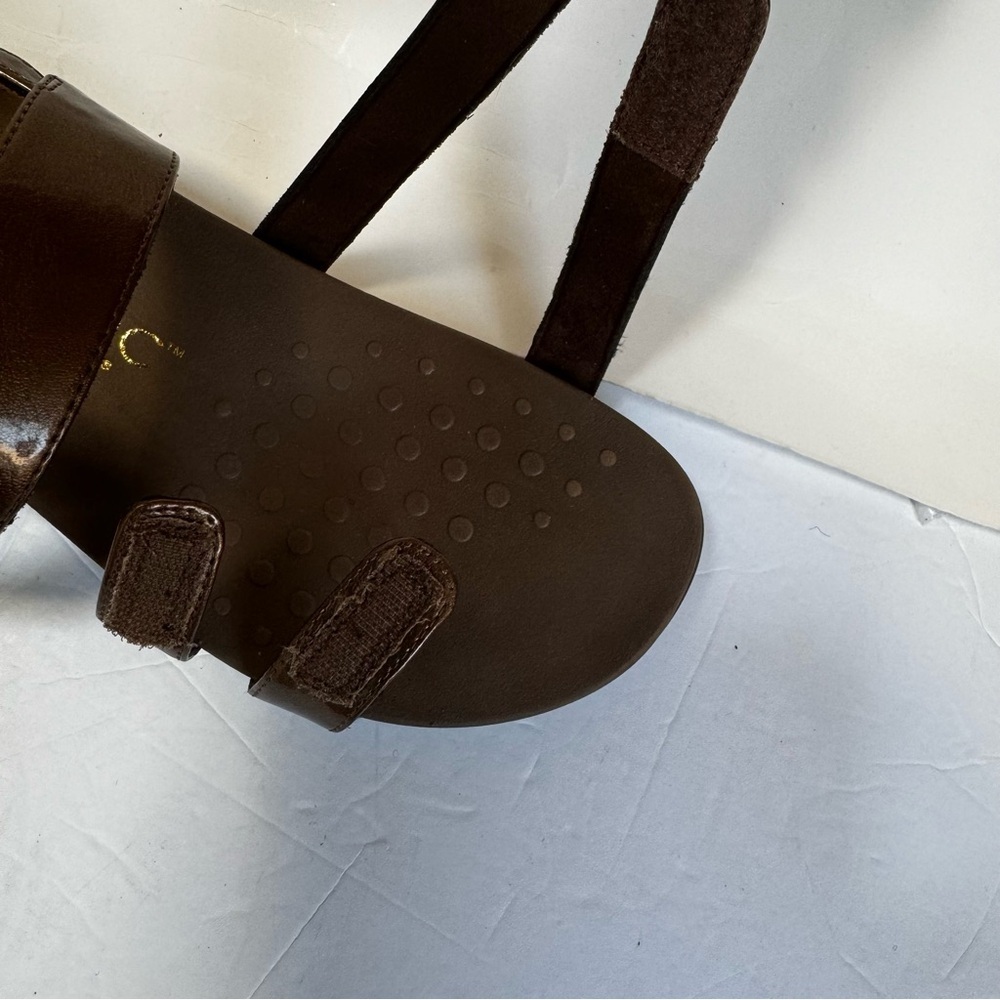 Vionic NEW Teagan 3 Strap Patent Bronze Faux Leather Adjustable Sandals Slides 8 - Picture 7 of 16